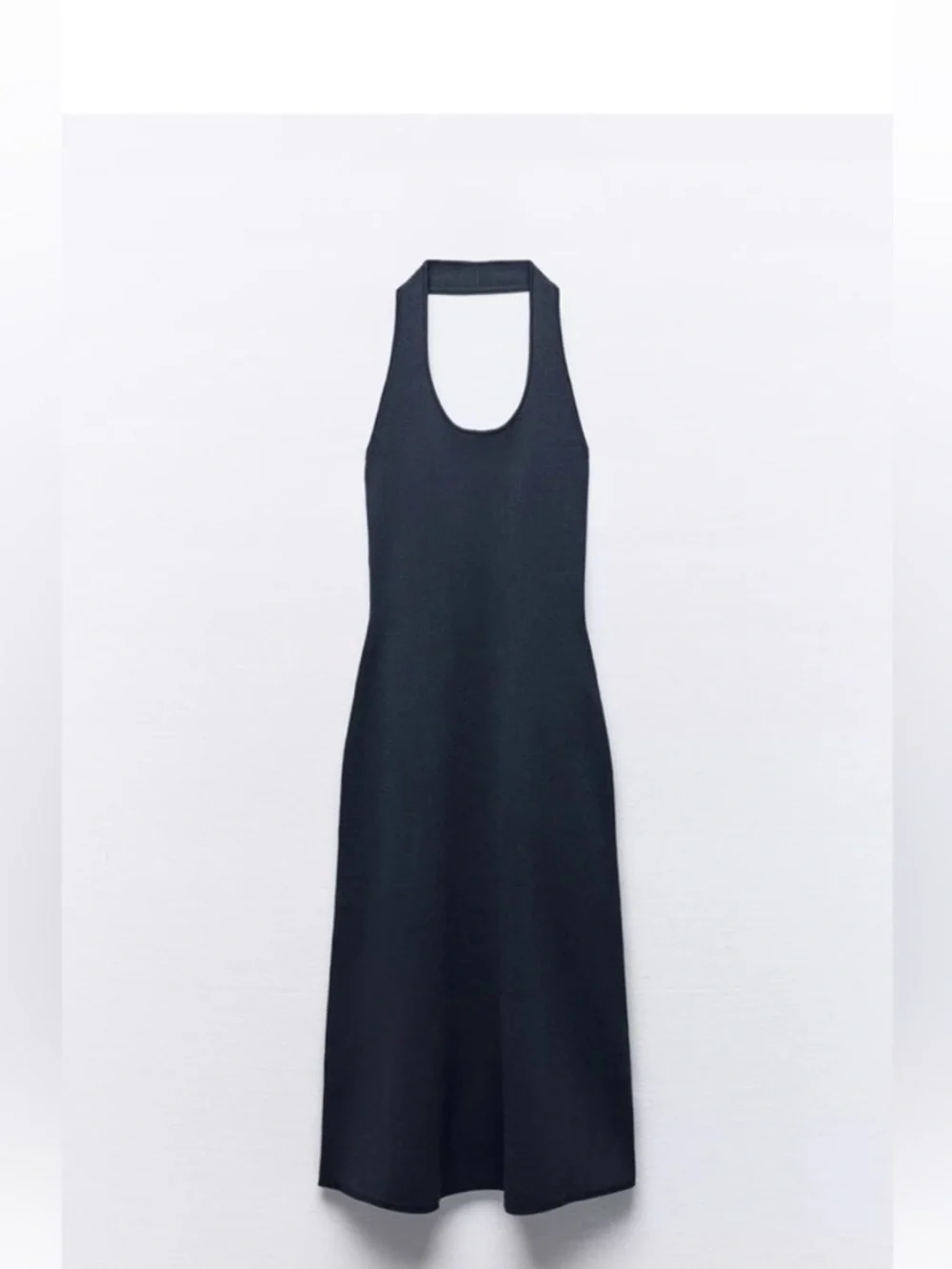 Zara Black Knit Halter Neck Midi Dress size S - Picture 1 of 11